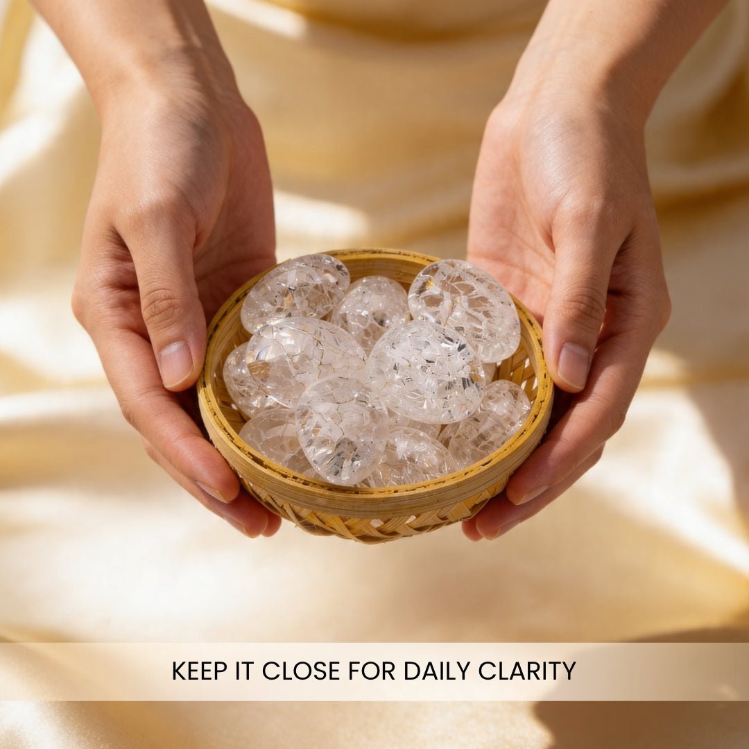 Crackle Quartz Crystal or Crack Crystal Tumbled Stone Pebbles - plusvalueindia