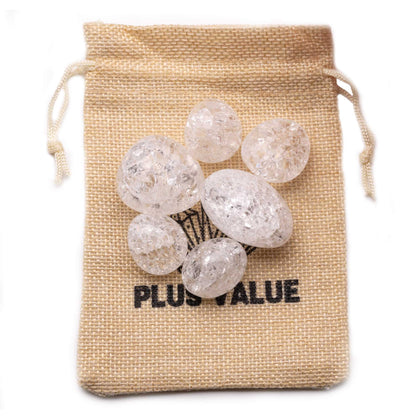 crackle quartz tumble pebble stone 100gm jute bag