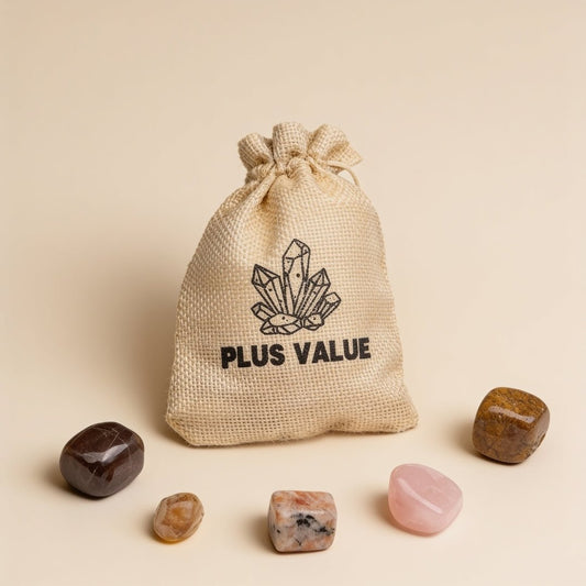 Anti-fatigue crystal bag set with healing stones and drawstring pouch