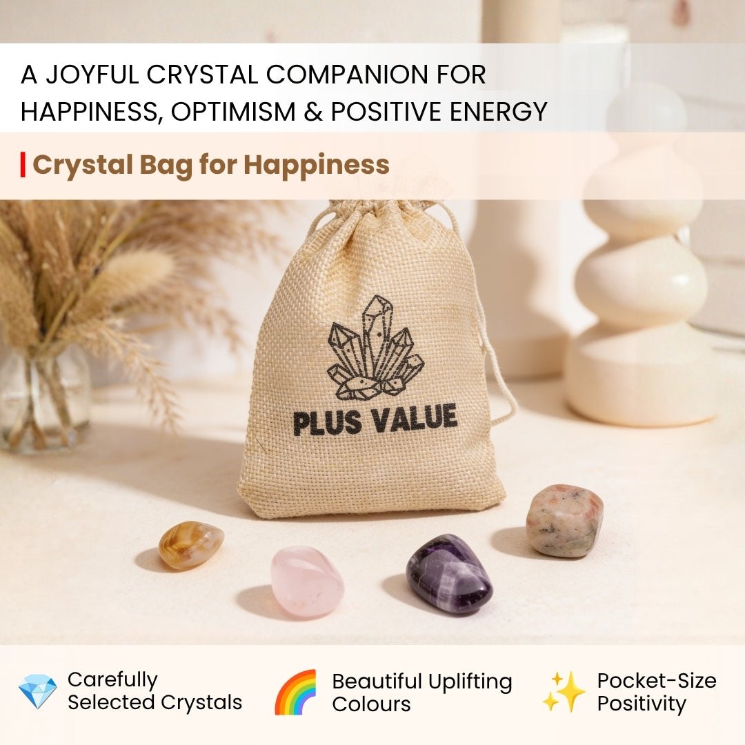 Uplifting happiness crystal set featuring Citrine, Sunstone, Rose Quartz, and Amazonite
