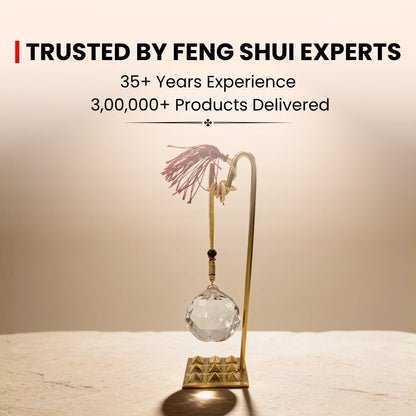 Feng Shui Crystal Ball With Brass Pyramid Stand for Students Education, Memory - plusvalueindia