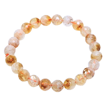 Faceted Citrine Bracelet 8mm for Financial Luck Round Beads For Men & Women