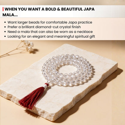 10 mm bead diameter scale measurement for large crystal japa mala