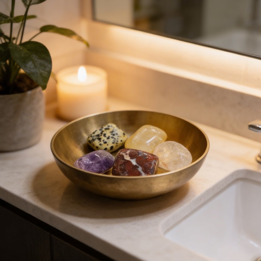 Crystal for Bathroom, Toilet, Restroom for Vastu Remedies & Defect at Home or Office [Bronze Bowl] - plusvalueindia