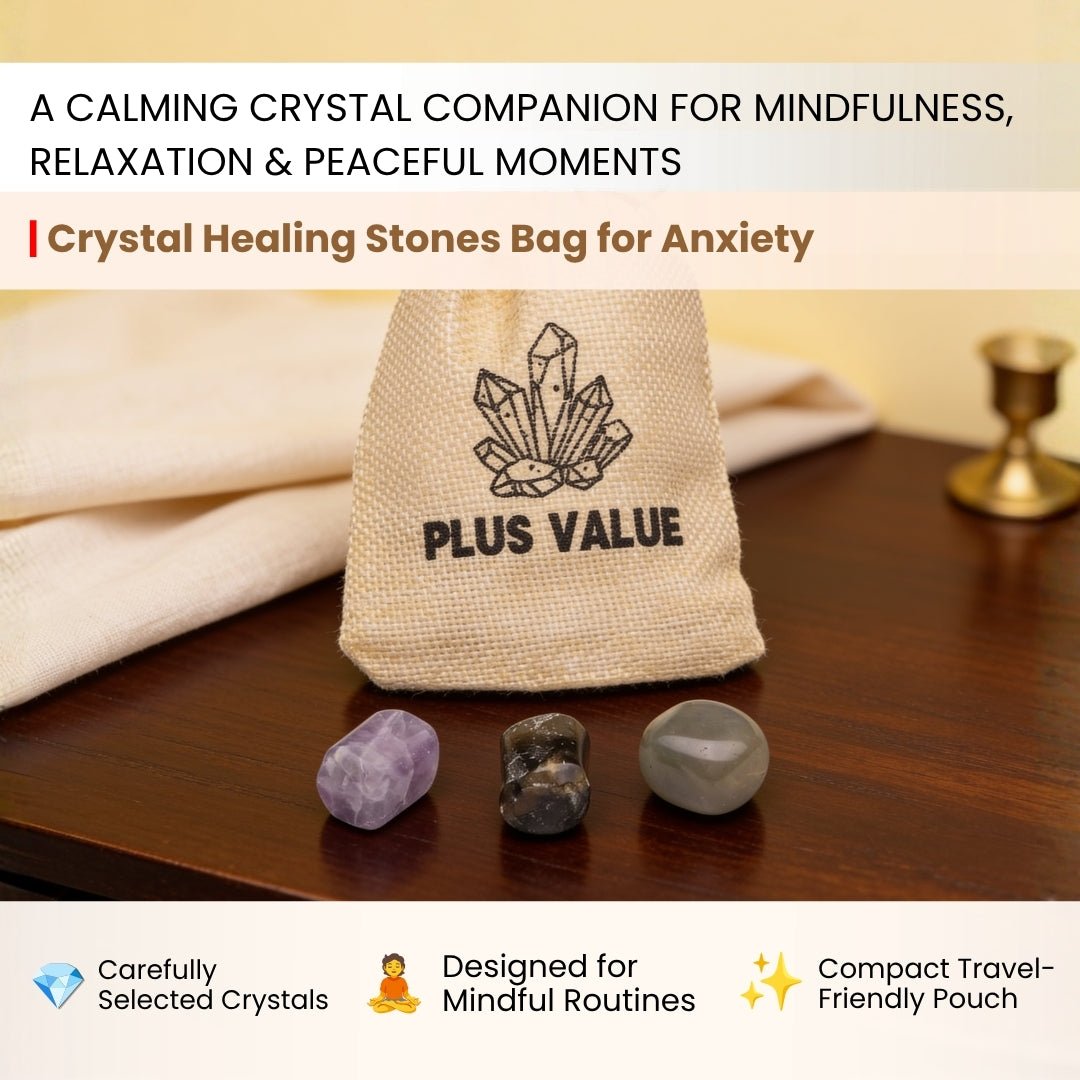 Calming crystal set featuring Amethyst, Lepidolite, Black Tourmaline, and Blue Lace Agate