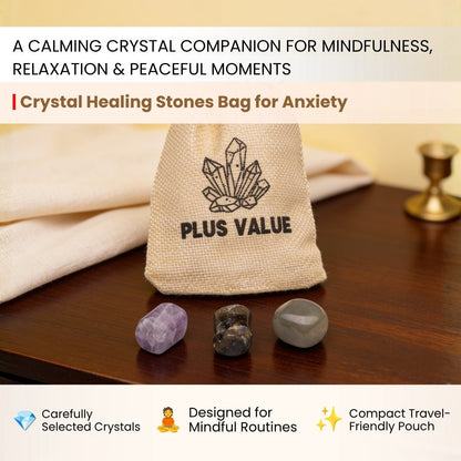 Calming crystal set featuring Amethyst, Lepidolite, Black Tourmaline, and Blue Lace Agate