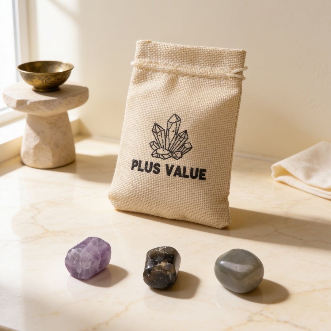 Anxiety relief pocket crystal healing stones bag set with pouch