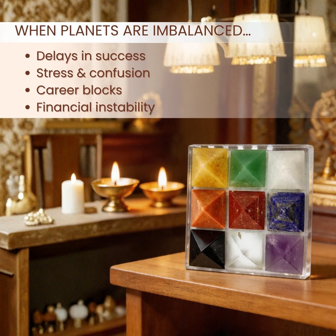 Crystal Navagraha Pyramid - Nine Planet Pyramid - plusvalueindia