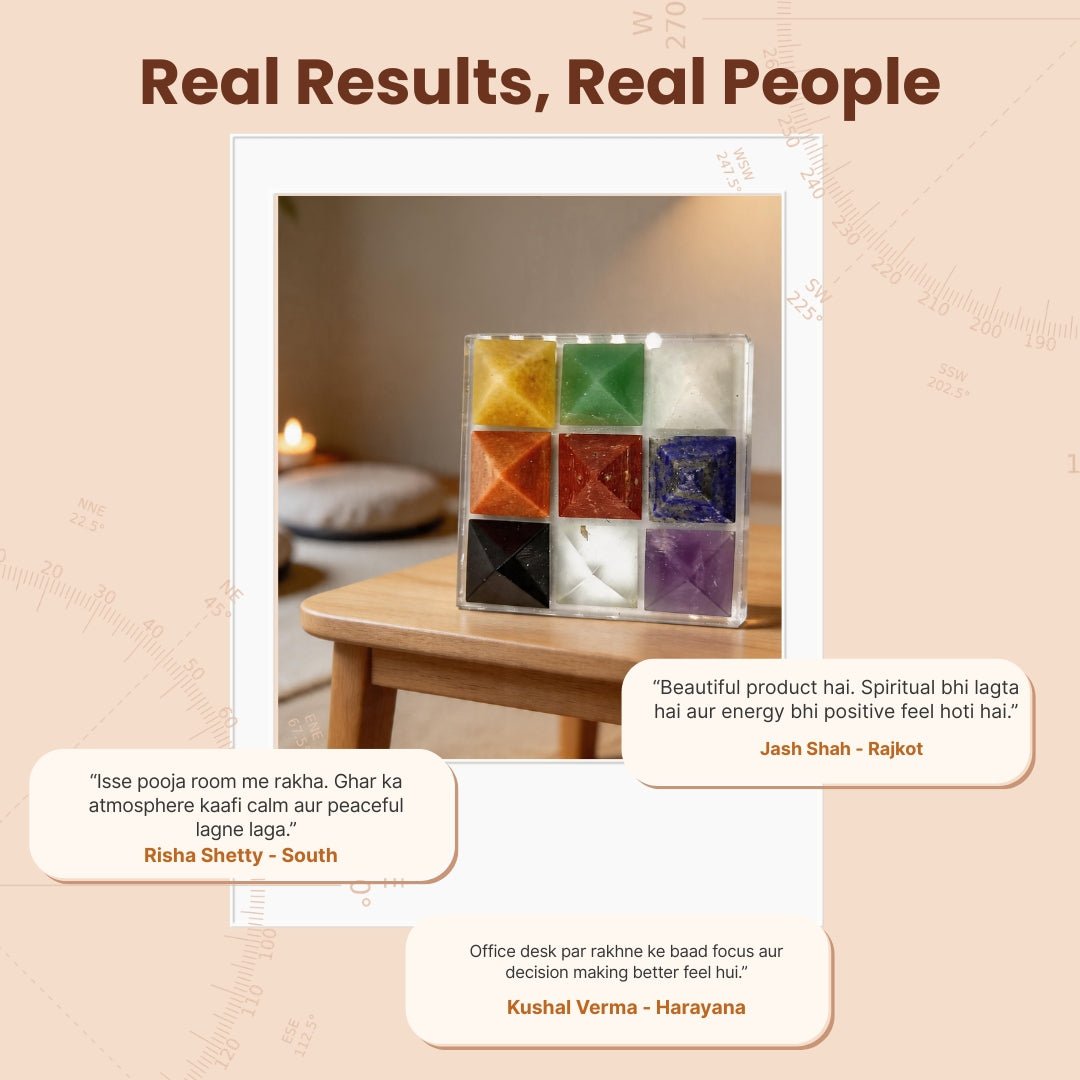 Crystal Navagraha Pyramid - Nine Planet Pyramid - plusvalueindia