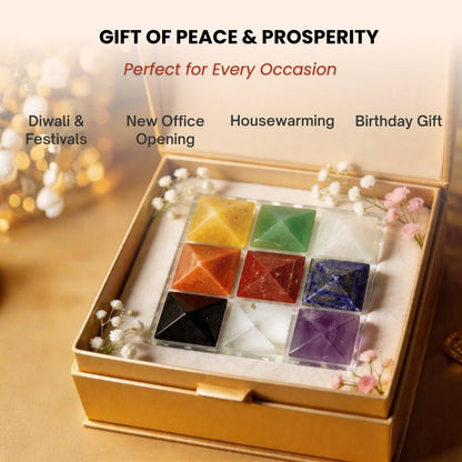 Crystal Navagraha Pyramid - Nine Planet Pyramid - plusvalueindia