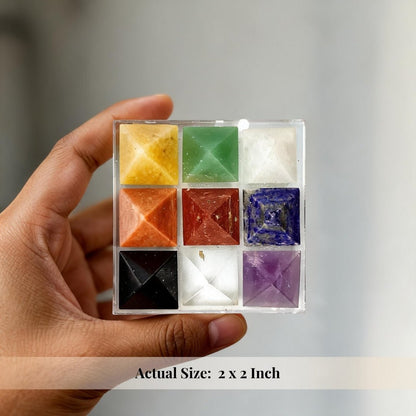 Crystal Navagraha Pyramid - Nine Planet Pyramid - plusvalueindia