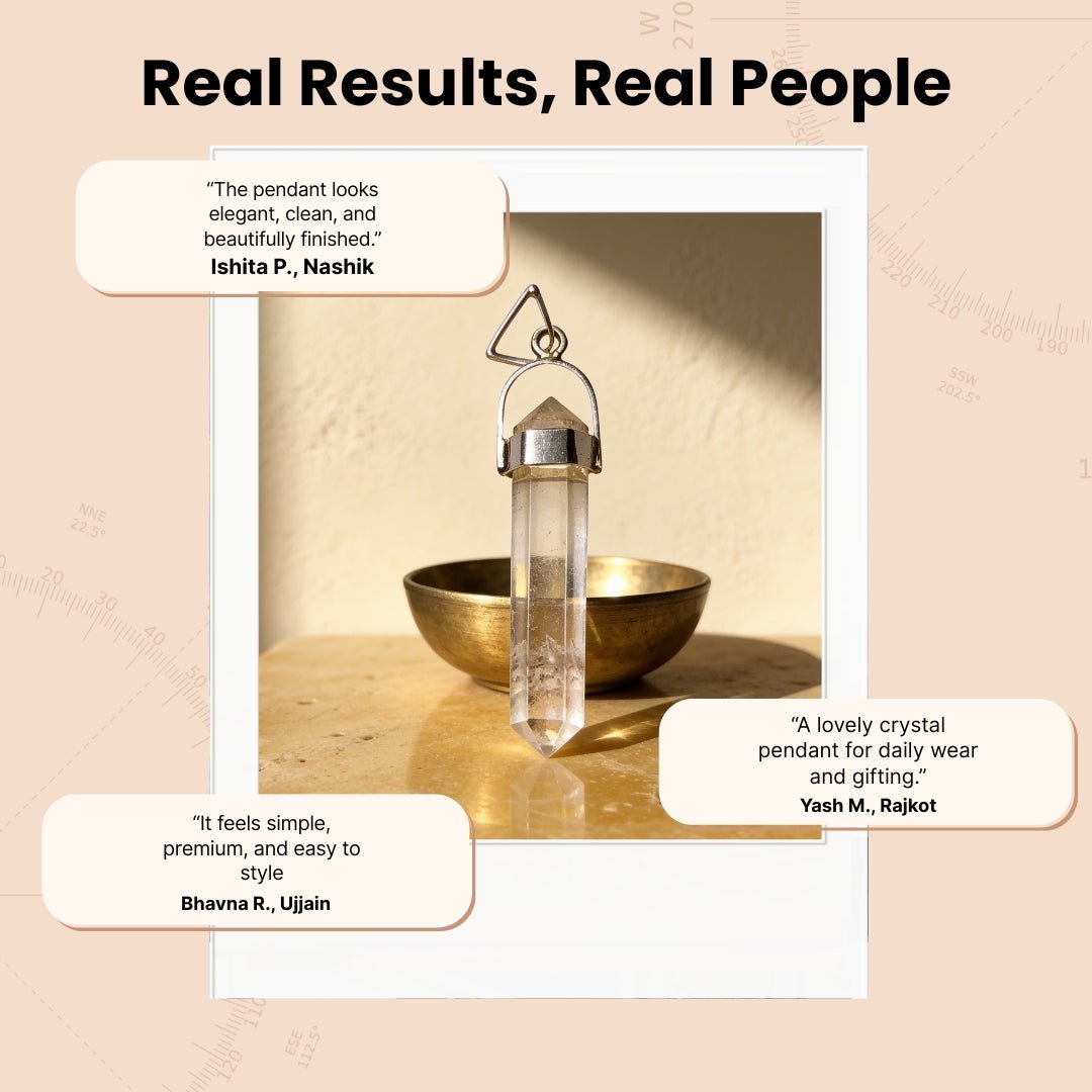 Crystal Quartz Pencil Shape Pendant For Success And Prosperity - plusvalueindia