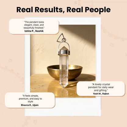 Crystal Quartz Pencil Shape Pendant For Success And Prosperity - plusvalueindia