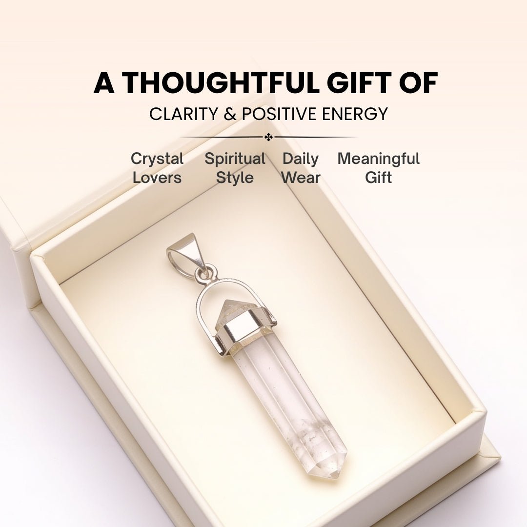 Crystal Quartz Pencil Shape Pendant For Success And Prosperity - plusvalueindia