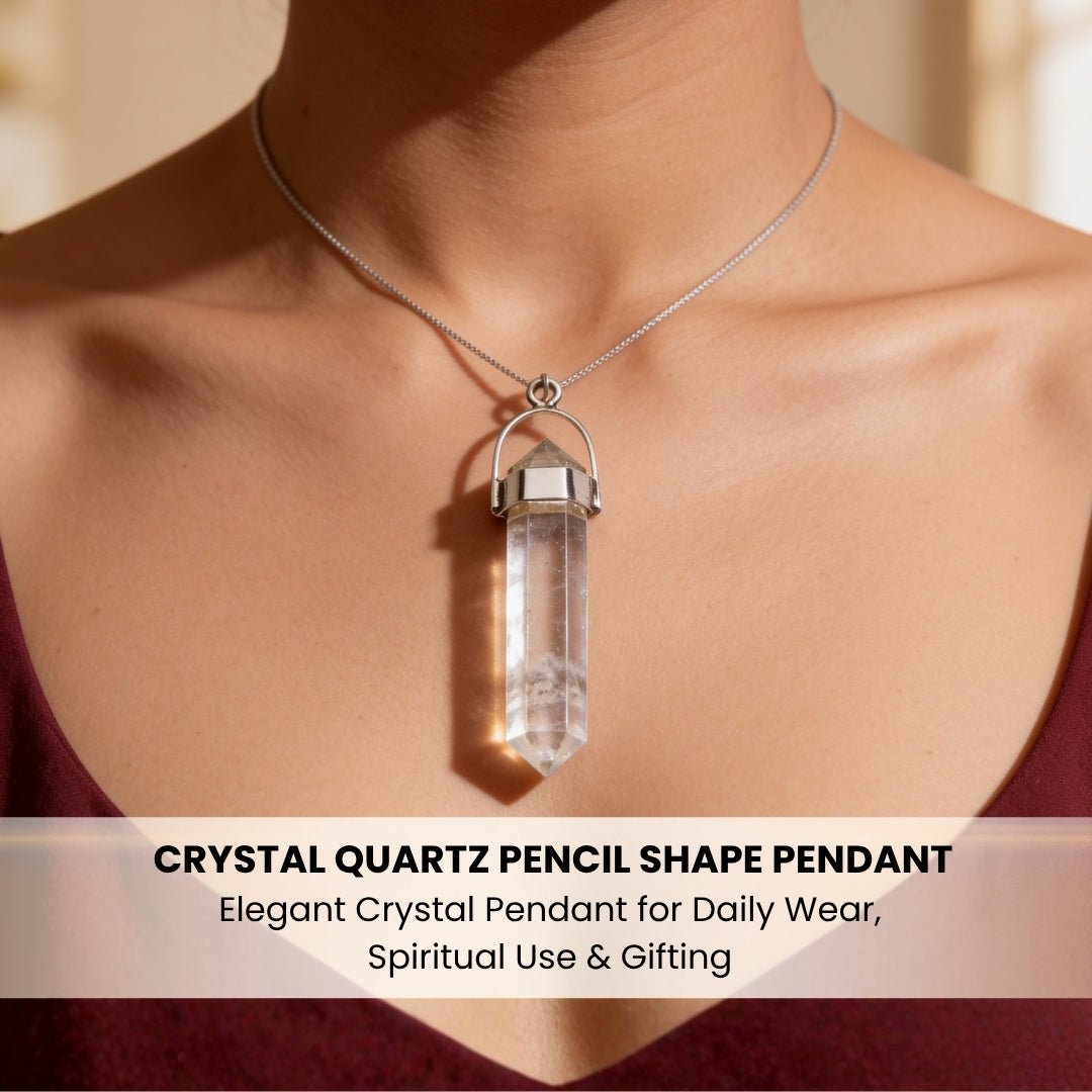 Crystal Quartz Pencil Shape Pendant For Success And Prosperity - plusvalueindia