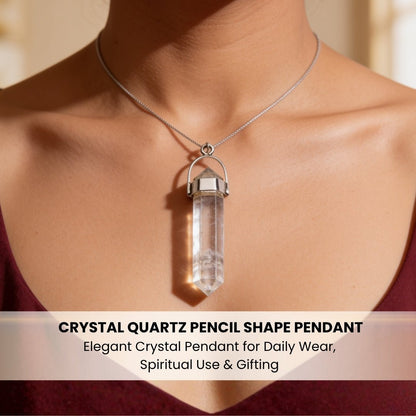 Crystal Quartz Pencil Shape Pendant For Success And Prosperity - plusvalueindia