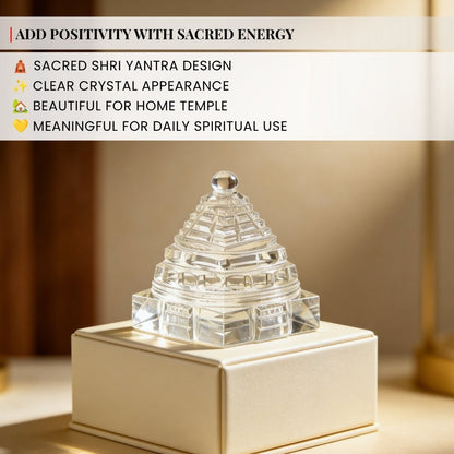 Sphatik Crystal Shri Yantra - Natural Quartz Yantra for Wealth & Prosperity, Home & Office Temple - plusvalueindia