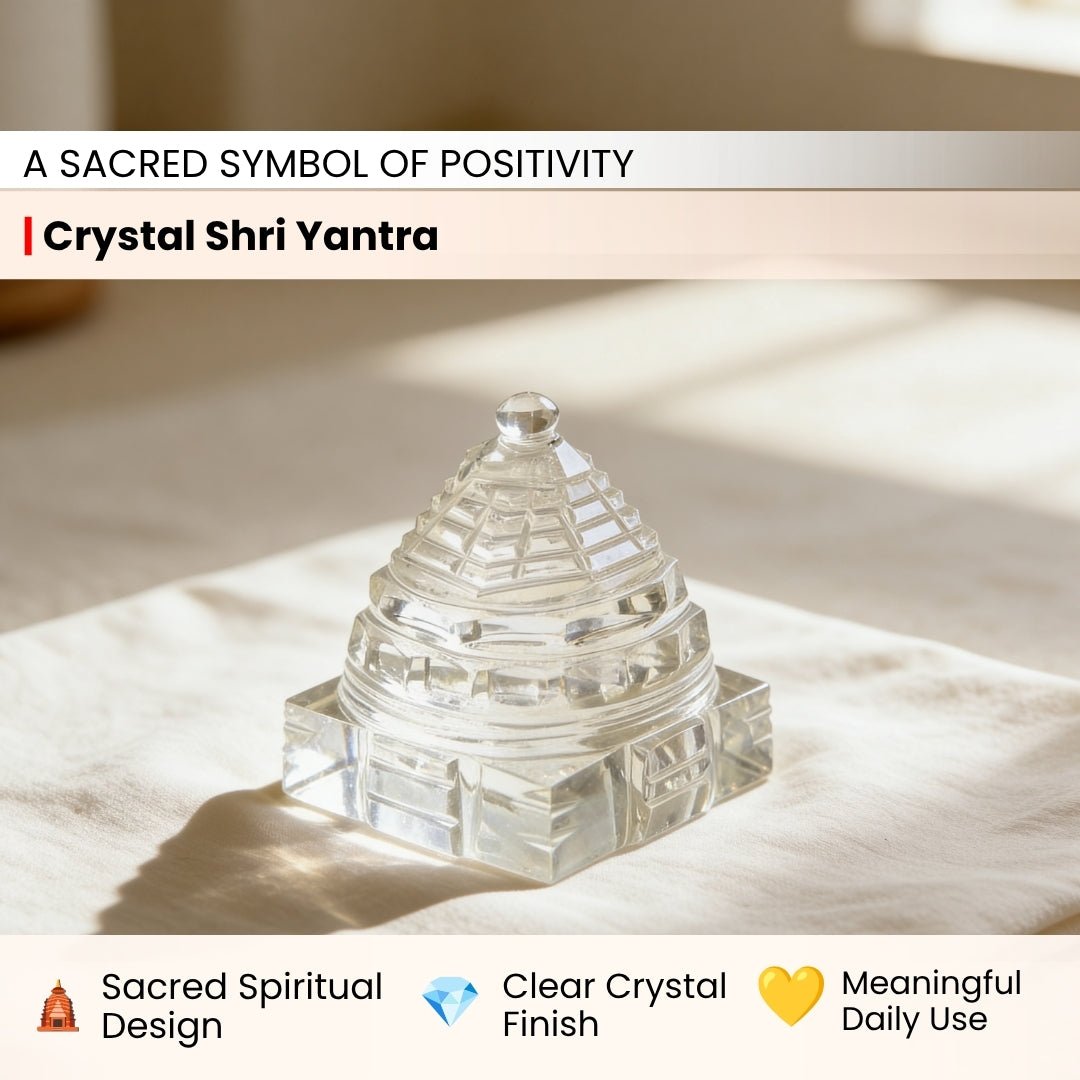 Sphatik Crystal Shri Yantra - Natural Quartz Yantra for Wealth & Prosperity, Home & Office Temple - plusvalueindia