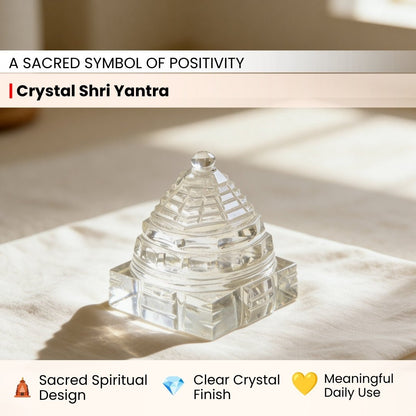 Sphatik Crystal Shri Yantra - Natural Quartz Yantra for Wealth & Prosperity, Home & Office Temple - plusvalueindia