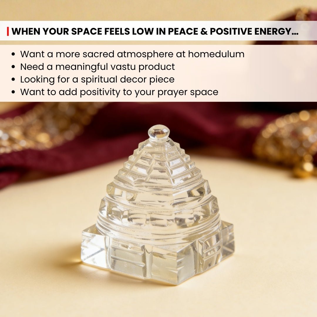 Sphatik Crystal Shri Yantra - Natural Quartz Yantra for Wealth & Prosperity, Home & Office Temple - plusvalueindia