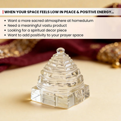 Sphatik Crystal Shri Yantra - Natural Quartz Yantra for Wealth & Prosperity, Home & Office Temple - plusvalueindia
