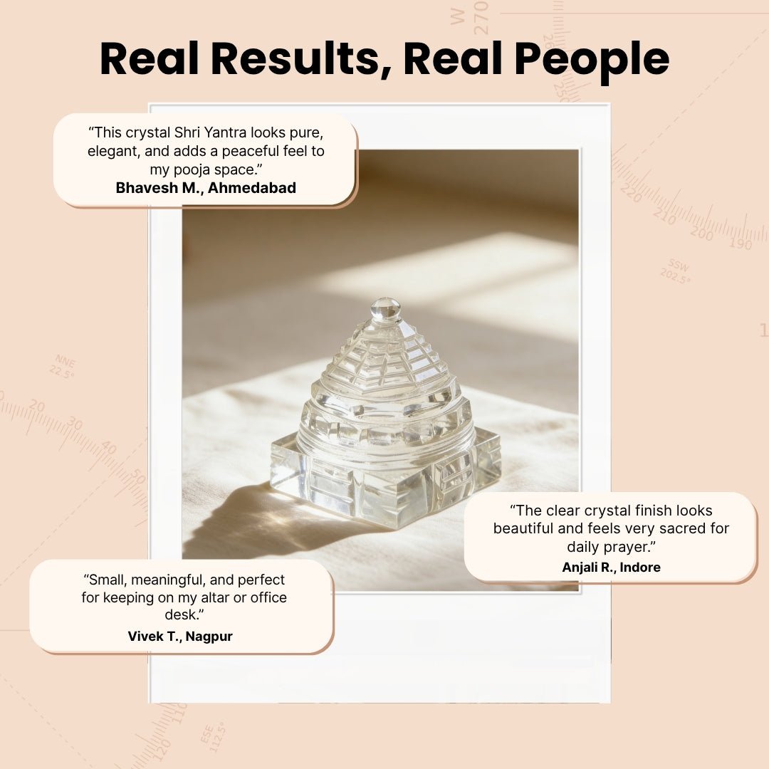 Sphatik Crystal Shri Yantra - Natural Quartz Yantra for Wealth & Prosperity, Home & Office Temple - plusvalueindia