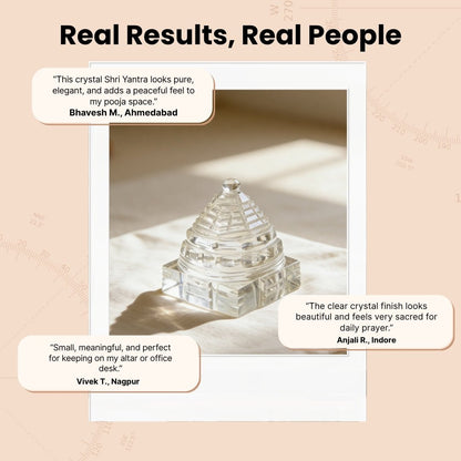 Sphatik Crystal Shri Yantra - Natural Quartz Yantra for Wealth & Prosperity, Home & Office Temple - plusvalueindia