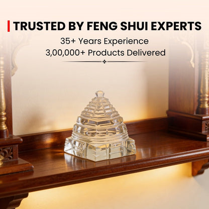 Sphatik Crystal Shri Yantra - Natural Quartz Yantra for Wealth & Prosperity, Home & Office Temple - plusvalueindia