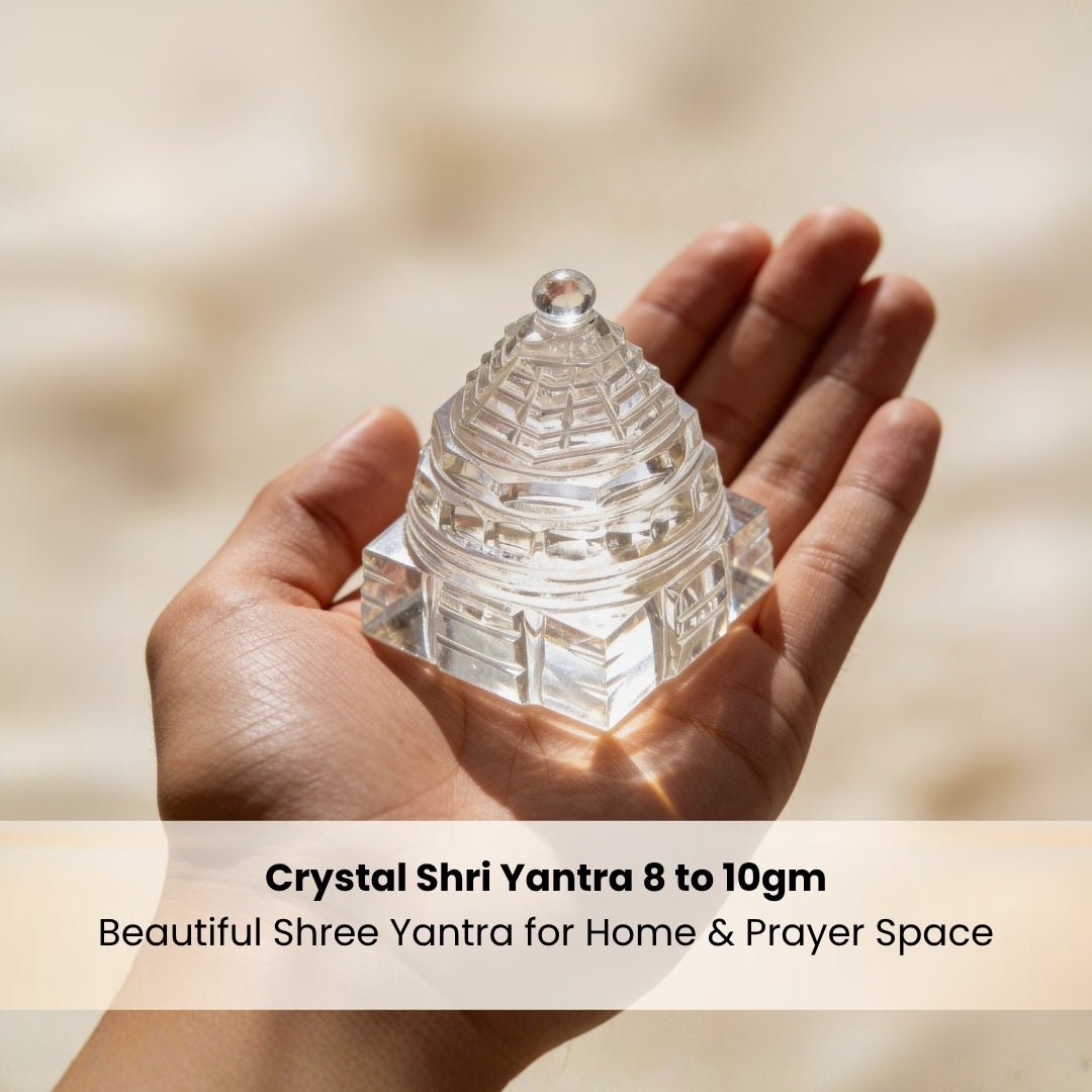 Sphatik Crystal Shri Yantra - Natural Quartz Yantra for Wealth & Prosperity, Home & Office Temple - plusvalueindia