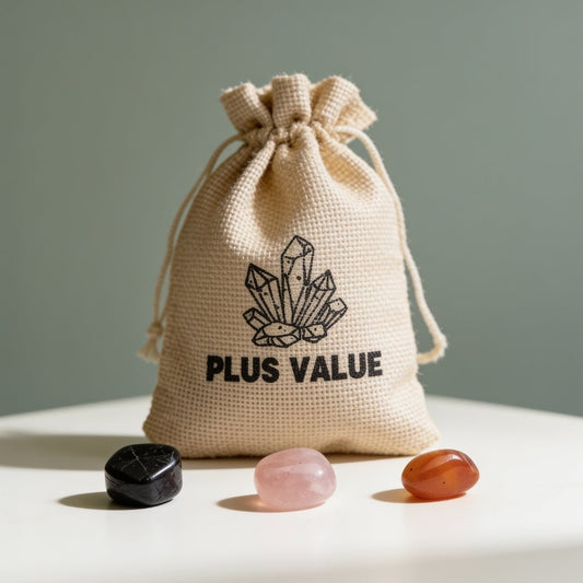 Emotional uplift crystal bag set with healing stones and drawstring pouch