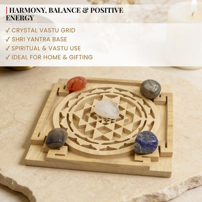 Crystal Vastu Grid on Shri Yantra Plate - plusvalueindia