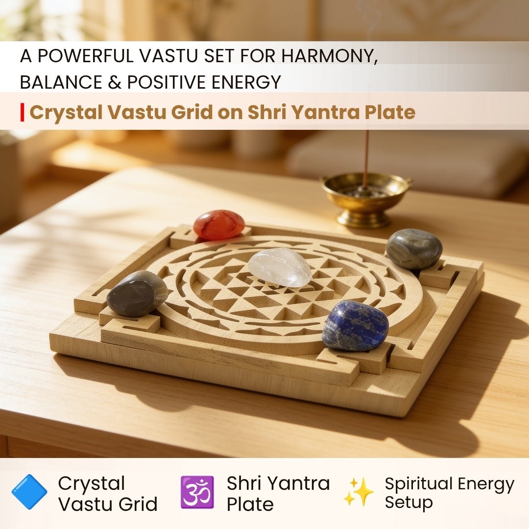 Crystal Vastu Grid on Shri Yantra Plate - plusvalueindia
