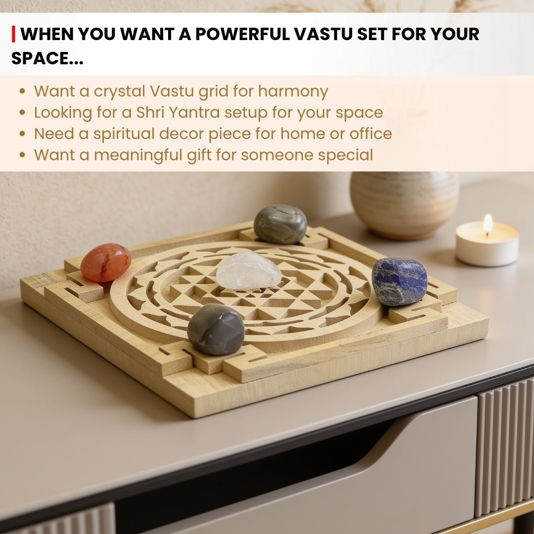 Crystal Vastu Grid on Shri Yantra Plate - plusvalueindia