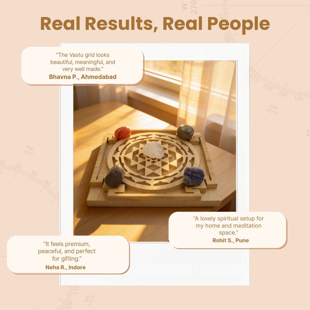 Crystal Vastu Grid on Shri Yantra Plate - plusvalueindia