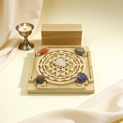 Crystal Vastu Grid on Shri Yantra Plate - plusvalueindia