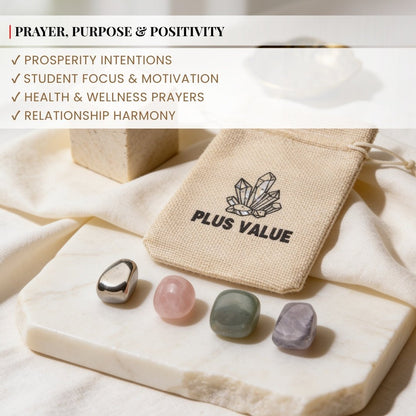 Student crystal prayer card featuring Clear Quartz and Fluorite for focus and memory retention
