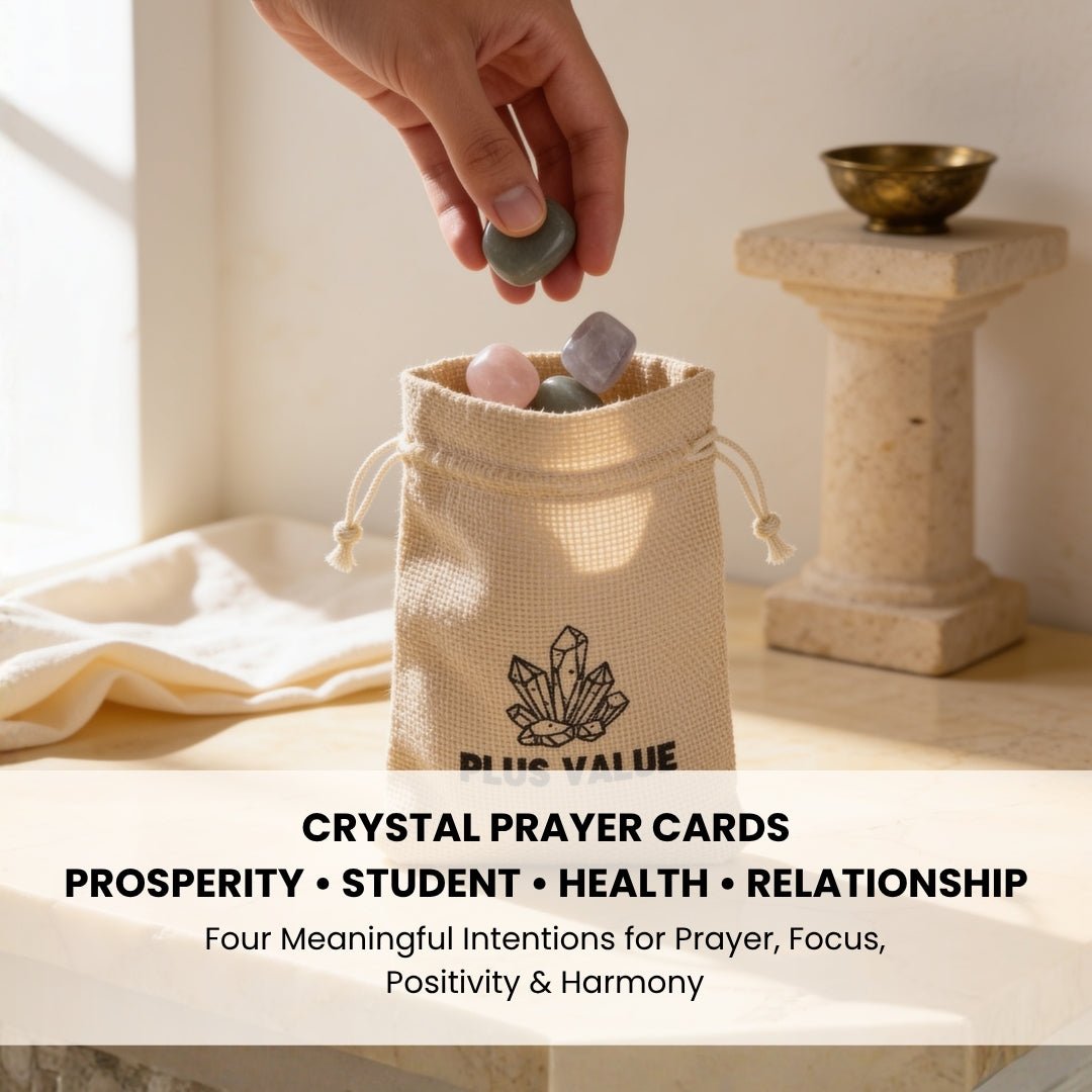 Health crystal prayer card with Green Aventurine affirmations for physical vitality and healing