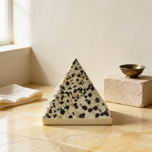 2 inch natural Dalmatian Jasper crystal pyramid for energy balancing
