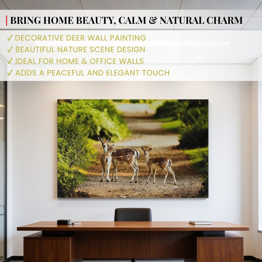 Deer Painting – Vastu & Feng Shui Canvas Print for Longevity and Prosperity - plusvalueindia
