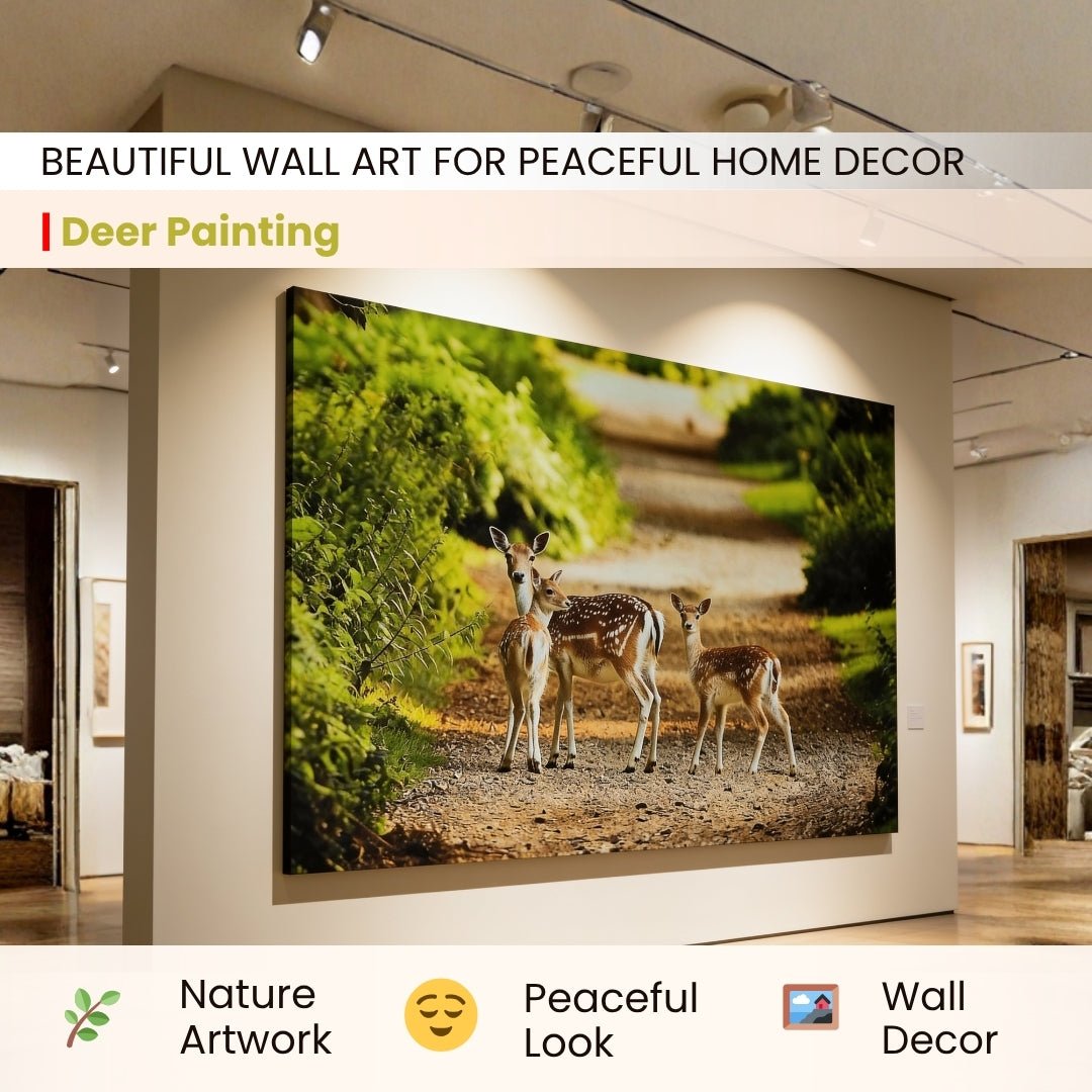 Deer Painting – Vastu & Feng Shui Canvas Print for Longevity and Prosperity - plusvalueindia