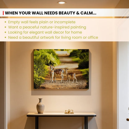 Deer Painting – Vastu & Feng Shui Canvas Print for Longevity and Prosperity - plusvalueindia