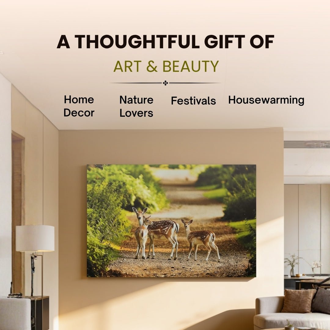 Deer Painting – Vastu & Feng Shui Canvas Print for Longevity and Prosperity - plusvalueindia