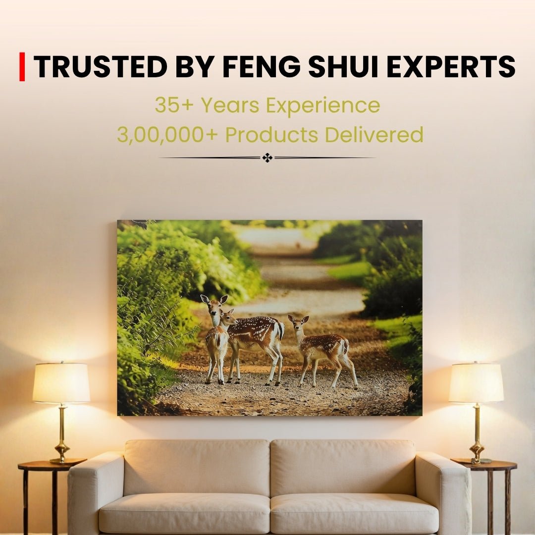 Deer Painting – Vastu & Feng Shui Canvas Print for Longevity and Prosperity - plusvalueindia
