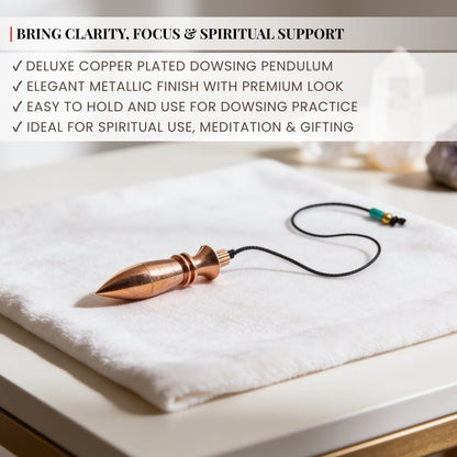 Deluxe Copper Plated Dowsing Pendulum - Reiki Crystal Chakra Healing Dowser (Free Dowsing Chart and Attractive Jute Bag) - plusvalueindia