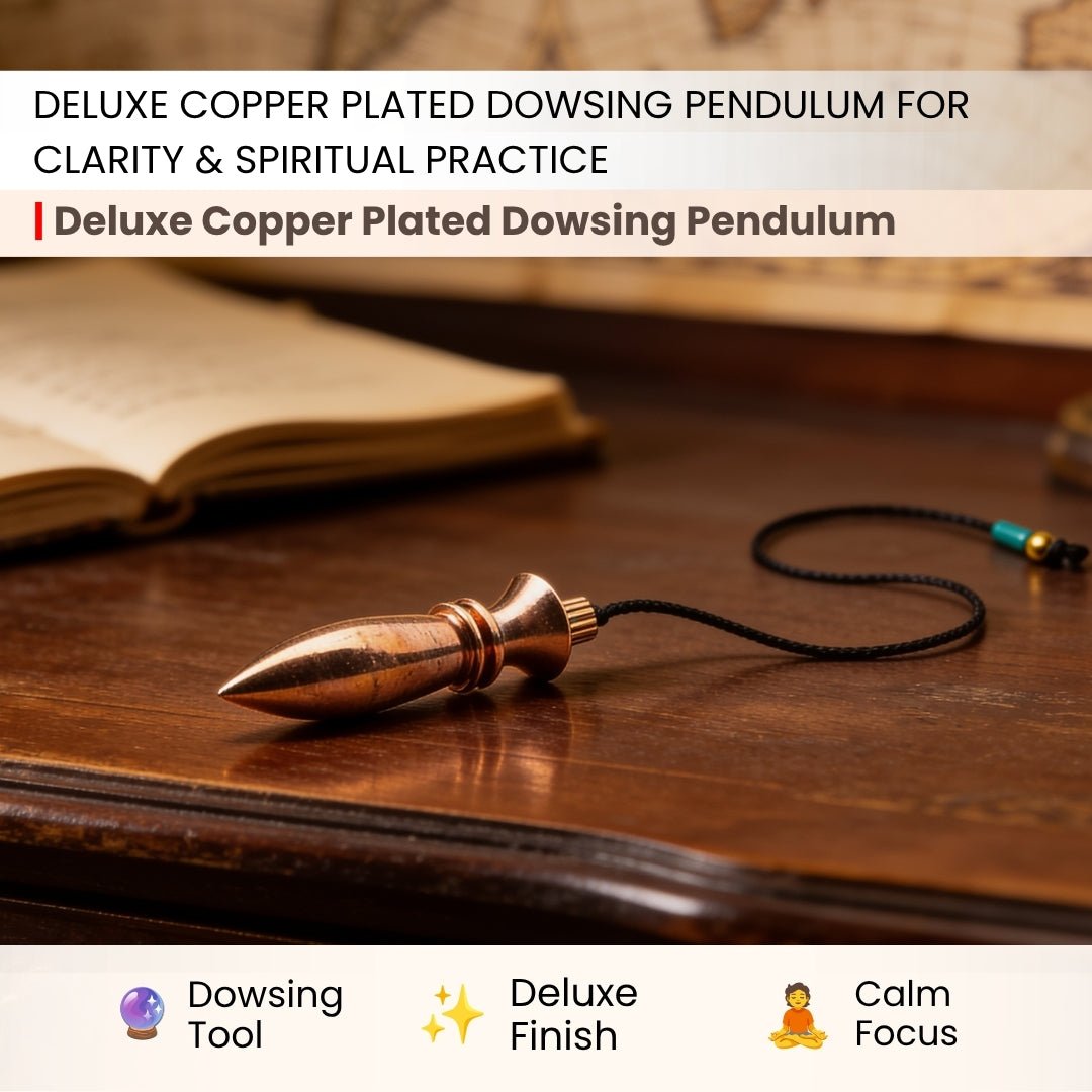 Deluxe Copper Plated Dowsing Pendulum - Reiki Crystal Chakra Healing Dowser (Free Dowsing Chart and Attractive Jute Bag) - plusvalueindia