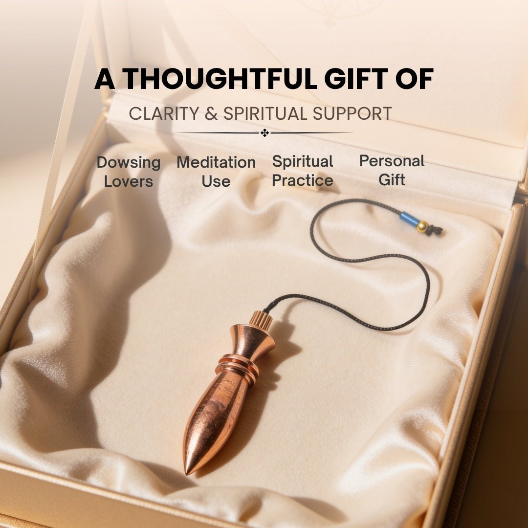 Deluxe Copper Plated Dowsing Pendulum - Reiki Crystal Chakra Healing Dowser (Free Dowsing Chart and Attractive Jute Bag) - plusvalueindia