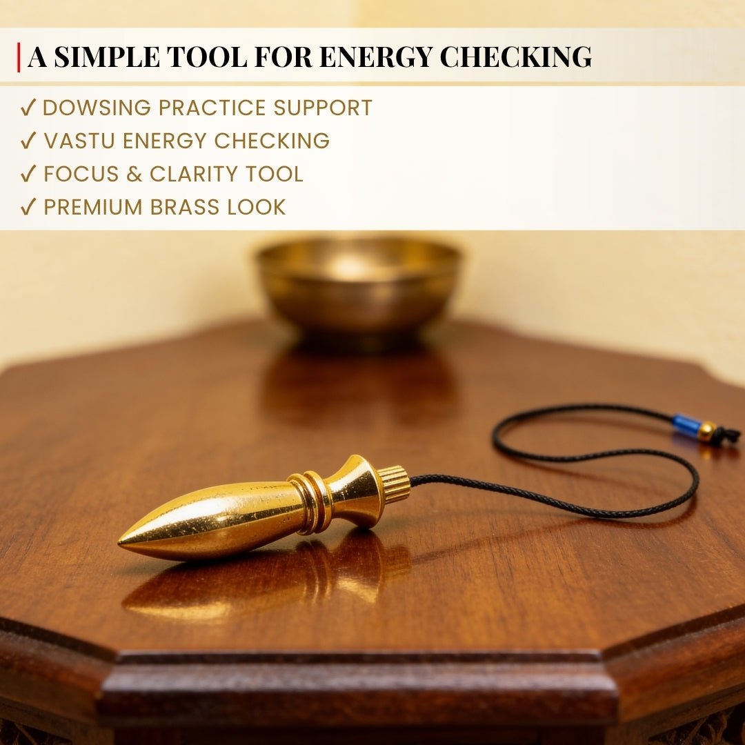 New Brass Dowsing Pendulum - Model Deluxe - Reiki, Crystal, Chakra, Healing - Free Dowsing Chart - plusvalueindia
