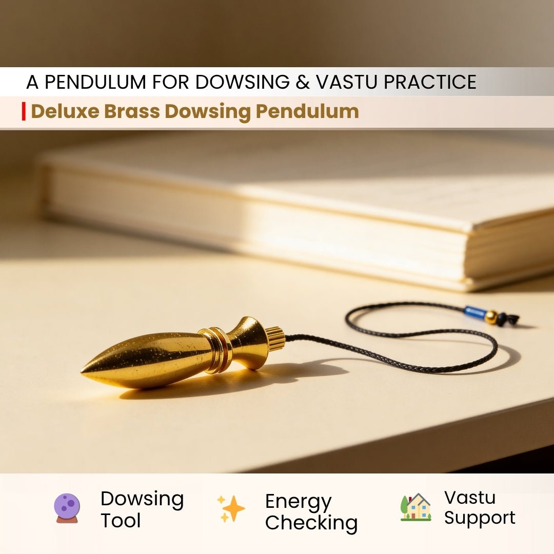 New Brass Dowsing Pendulum - Model Deluxe - Reiki, Crystal, Chakra, Healing - Free Dowsing Chart - plusvalueindia