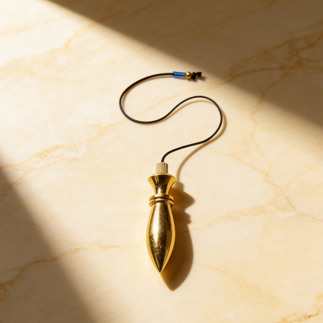 New Brass Dowsing Pendulum - Model Deluxe - Reiki, Crystal, Chakra, Healing - Free Dowsing Chart - plusvalueindia