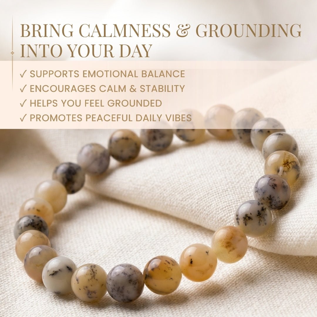 Dendritic Opal Bracelet (Beads Size 8mm) - plusvalueindia